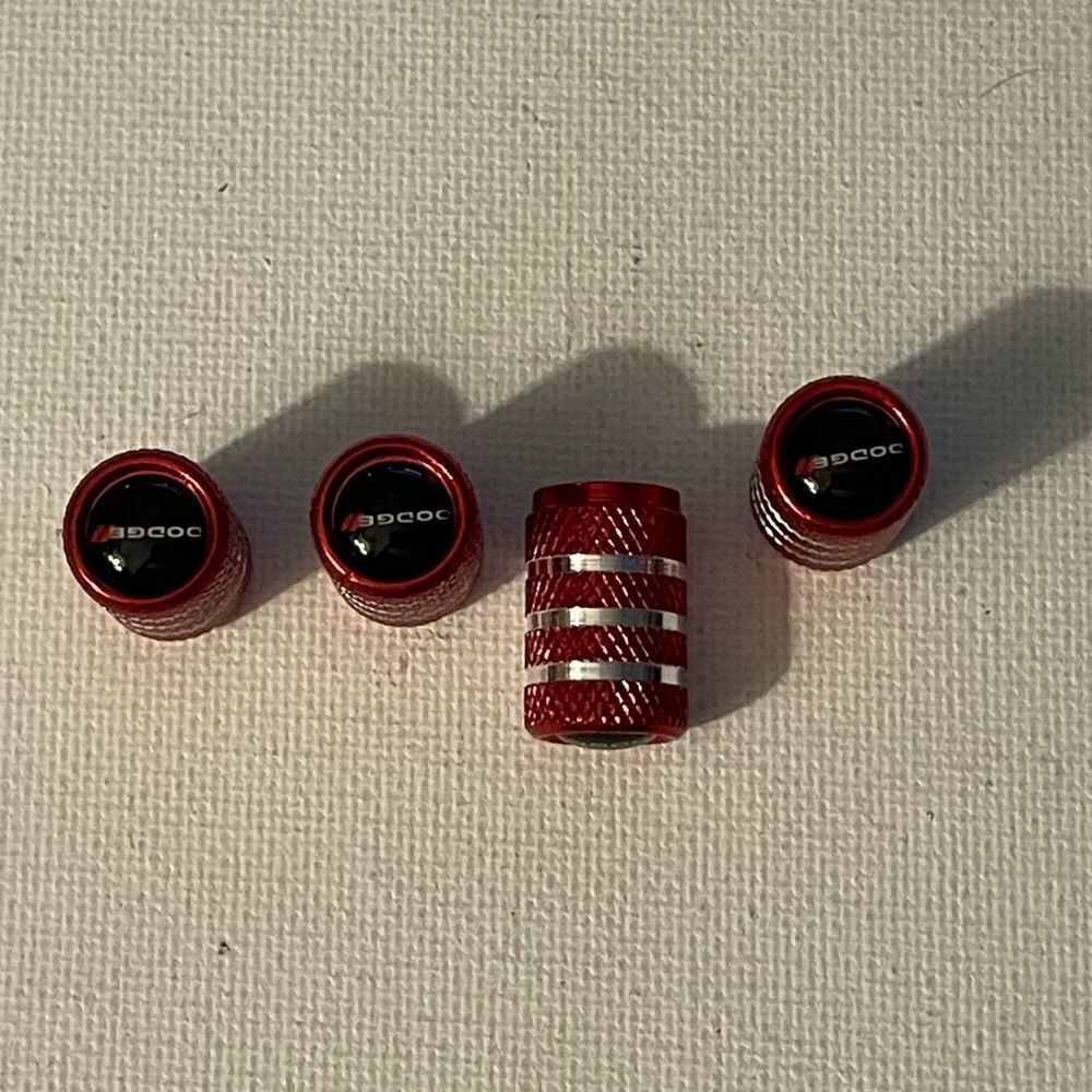 Dodge Logo Valve Stem Caps in Red set of 4 NWT